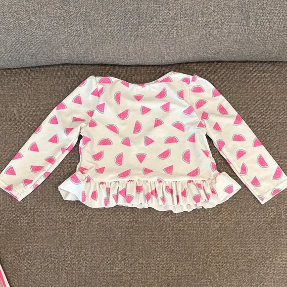 GAP Pink & White Watermelon Ruffle Rashguard Two-Piece Swim Set - Picture 5 of 7